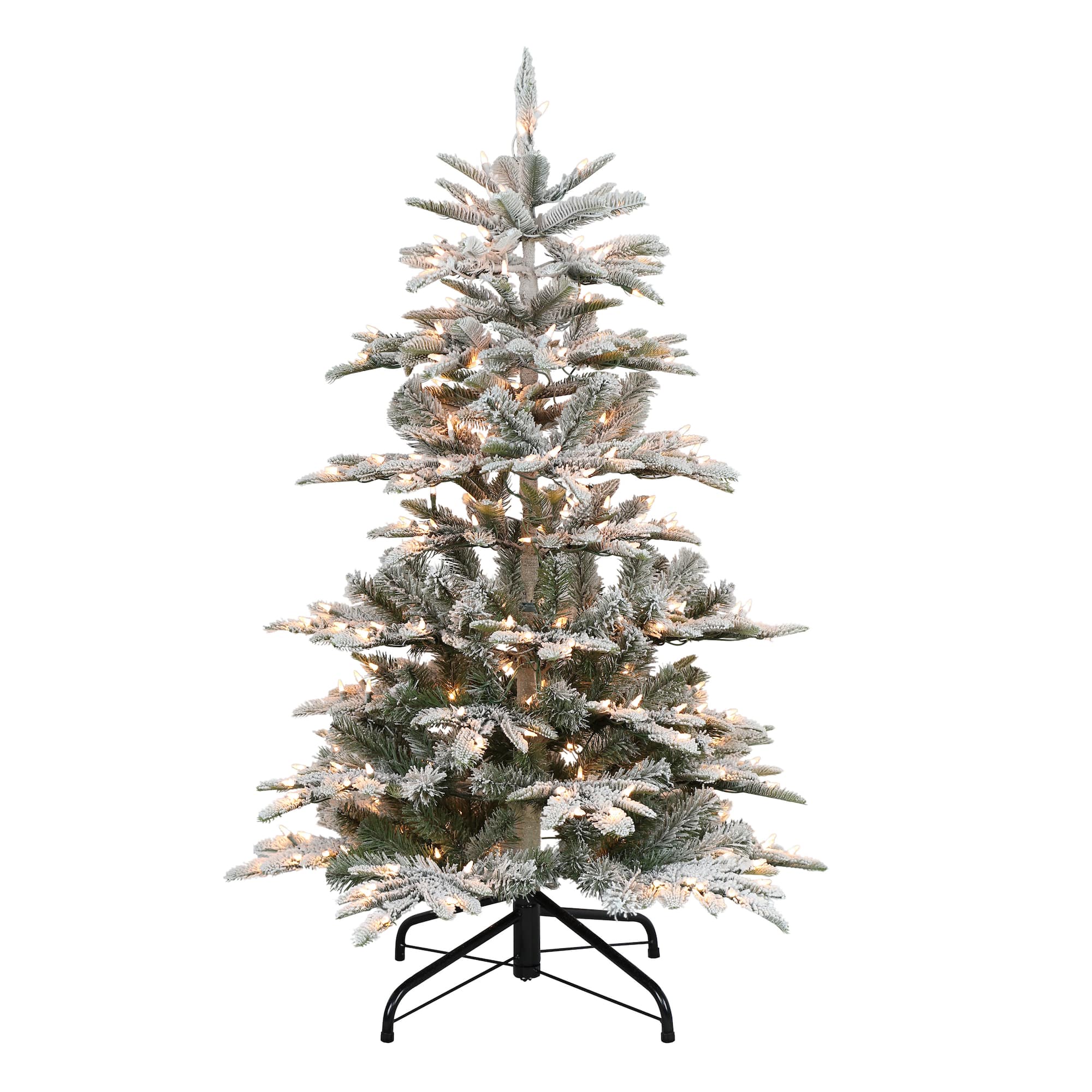 6 Pack: 4.5ft. Pre-Lit Flocked Aspen Fir Artificial Christmas Tree, Clear Lights
